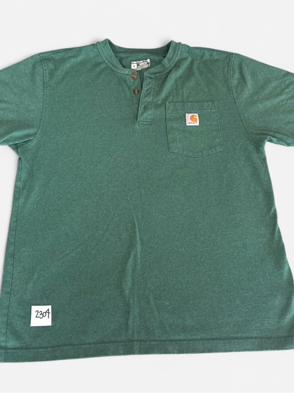 Carhartt Forest Green Short-Sleeve Henley with Chest Pocket